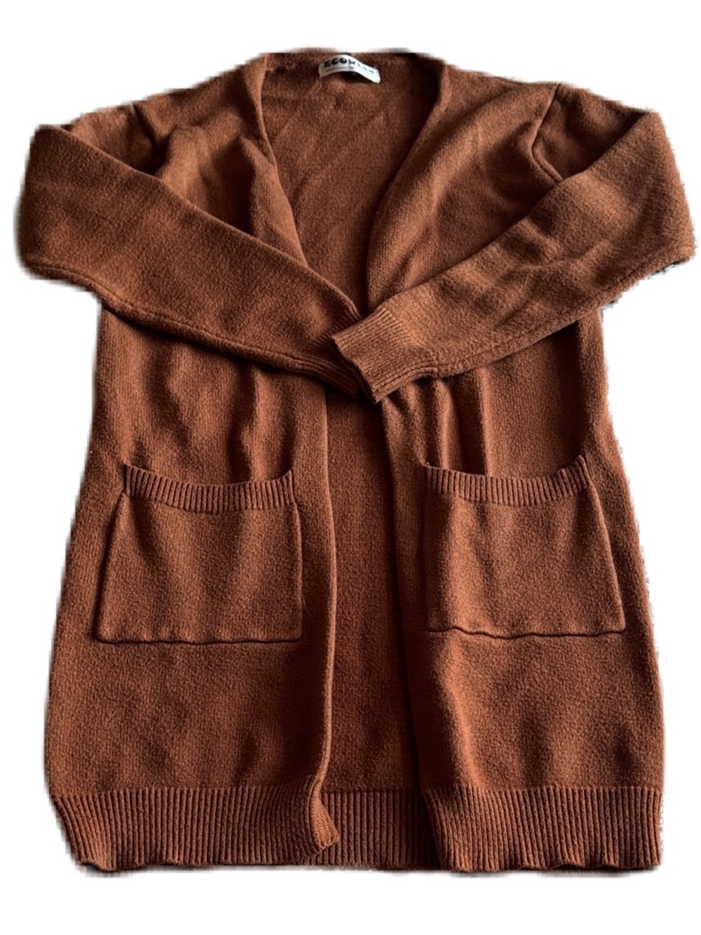 Ecowish M long sleeve sweater cardigan autumn brown with pockets